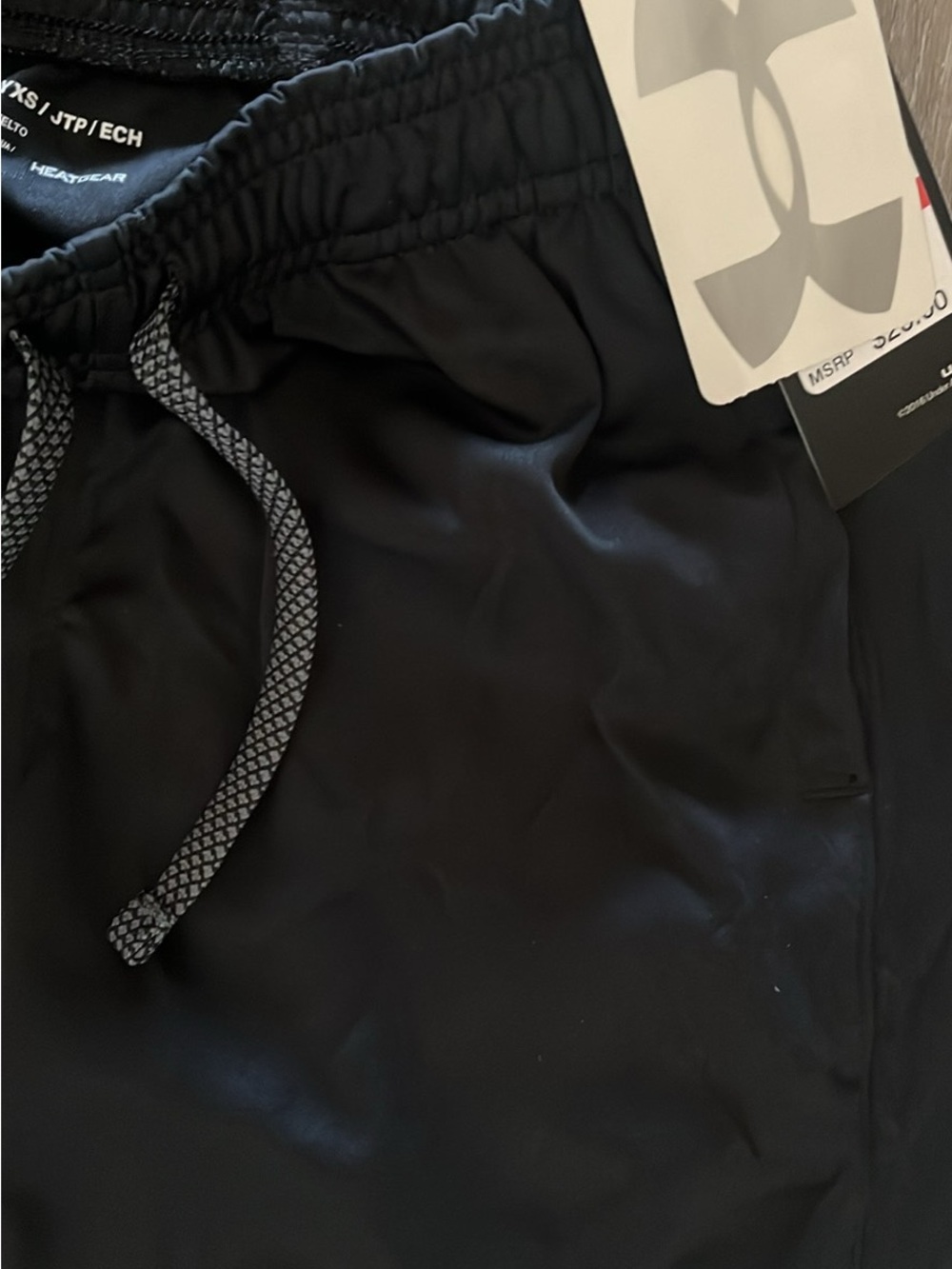 Under Armour kids Black Athletic Shorts with Gray Logo - Picture 3 of 3